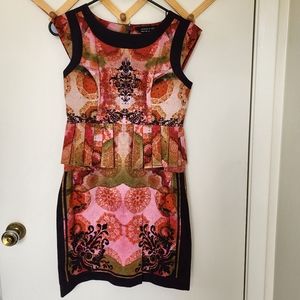 Anthropologie Ashish & Soni Mosaic pleated Peplum Dress XS 0 used good condition